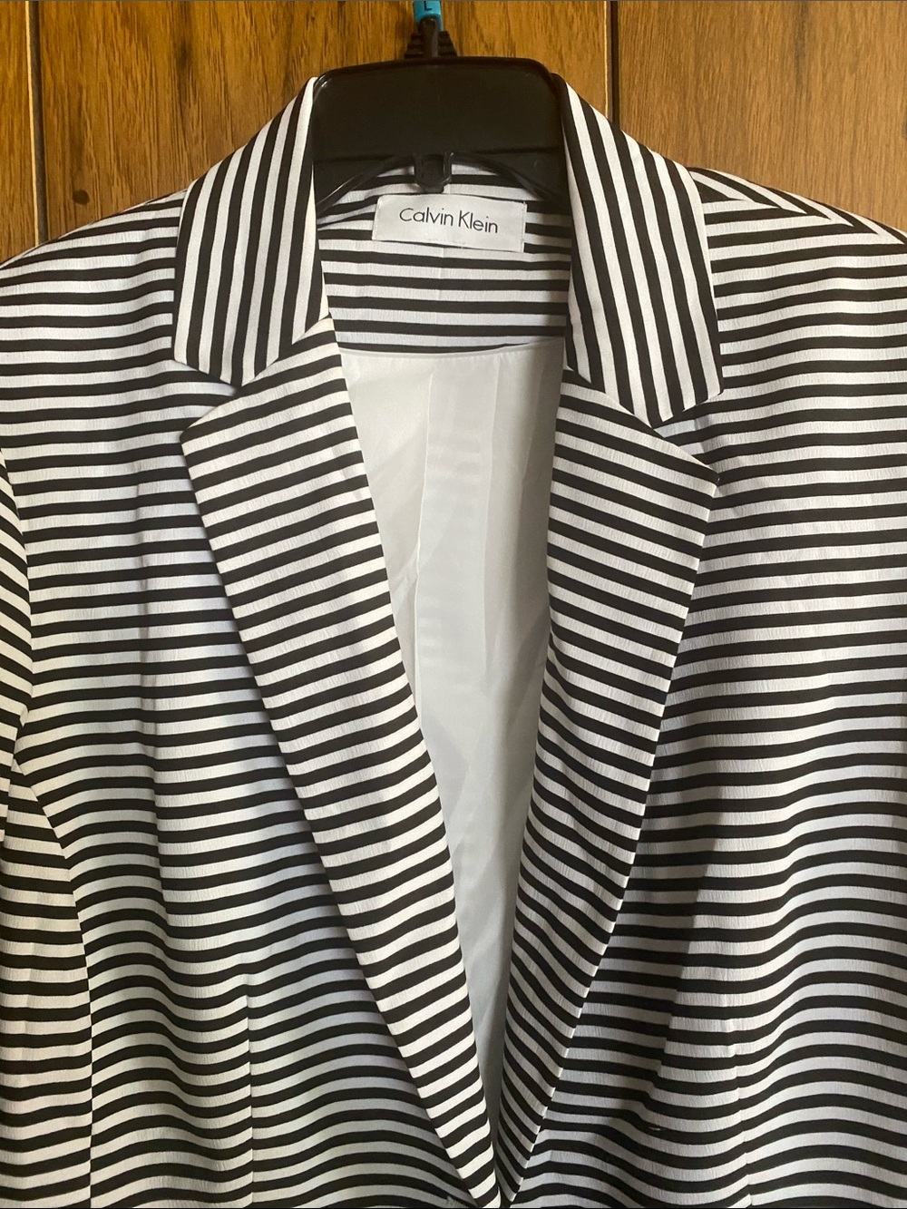 Calvin Klein Black and White Striped Women's Blazer - Picture 3 of 4
